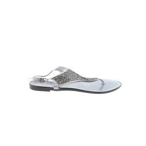 Silver Sandals Womens 5-6 Glitter Slip On Silver Jelly Glitter Sparkle Sandal